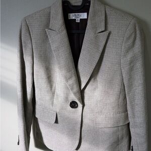 Kasper Women's Light Gray Textured Single-Button Blazer